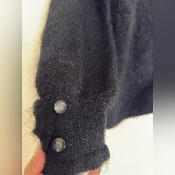 Sezane Mia Cardigan - Black - Kid mohair - Picture 4 of 11